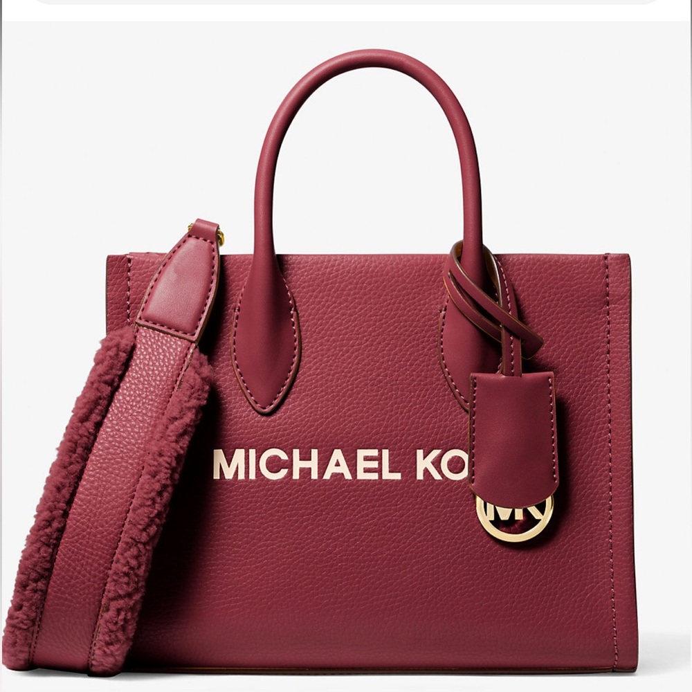 Michael Kors Mirella Small Pebbled Leather Shopper Top Zip Crossbody XBody TZ